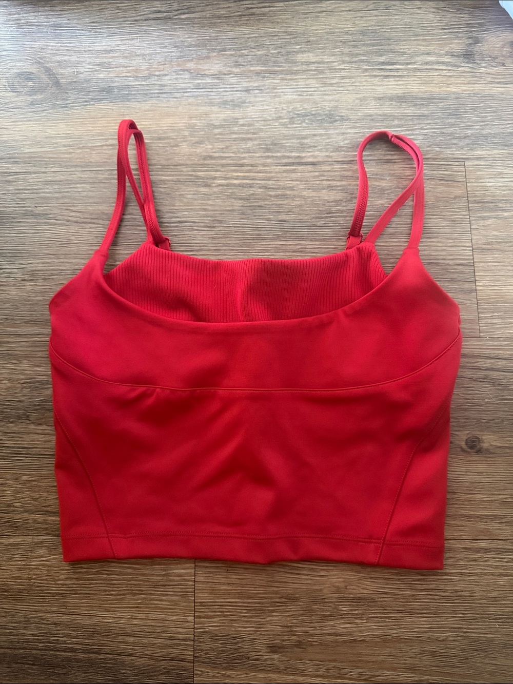 ALO Yoga Red Cropped Tank with Thin Straps
